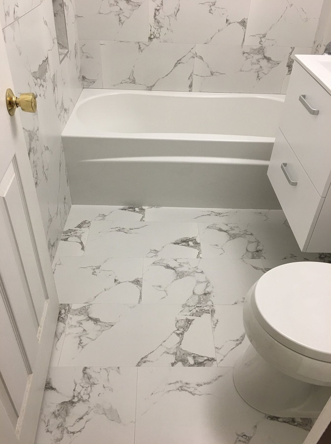 Bathroom Remodeling Project Floor And Wall Tiles